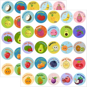 Autocollants et étiquettes personnalisés inspirants et motivants sur le thème des fruits français – Récompenses pour la salle de classe, cadeaux pour les enseignants, logo personnalisé pour le shopping - Product Image 1