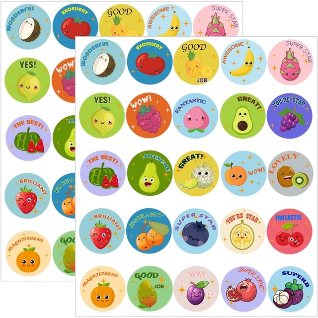 Custom Fruit French Inspirational Motivational Stickers Decals-Classroom Rewards Labels Gifts for Teachers Shopping Custom Logo