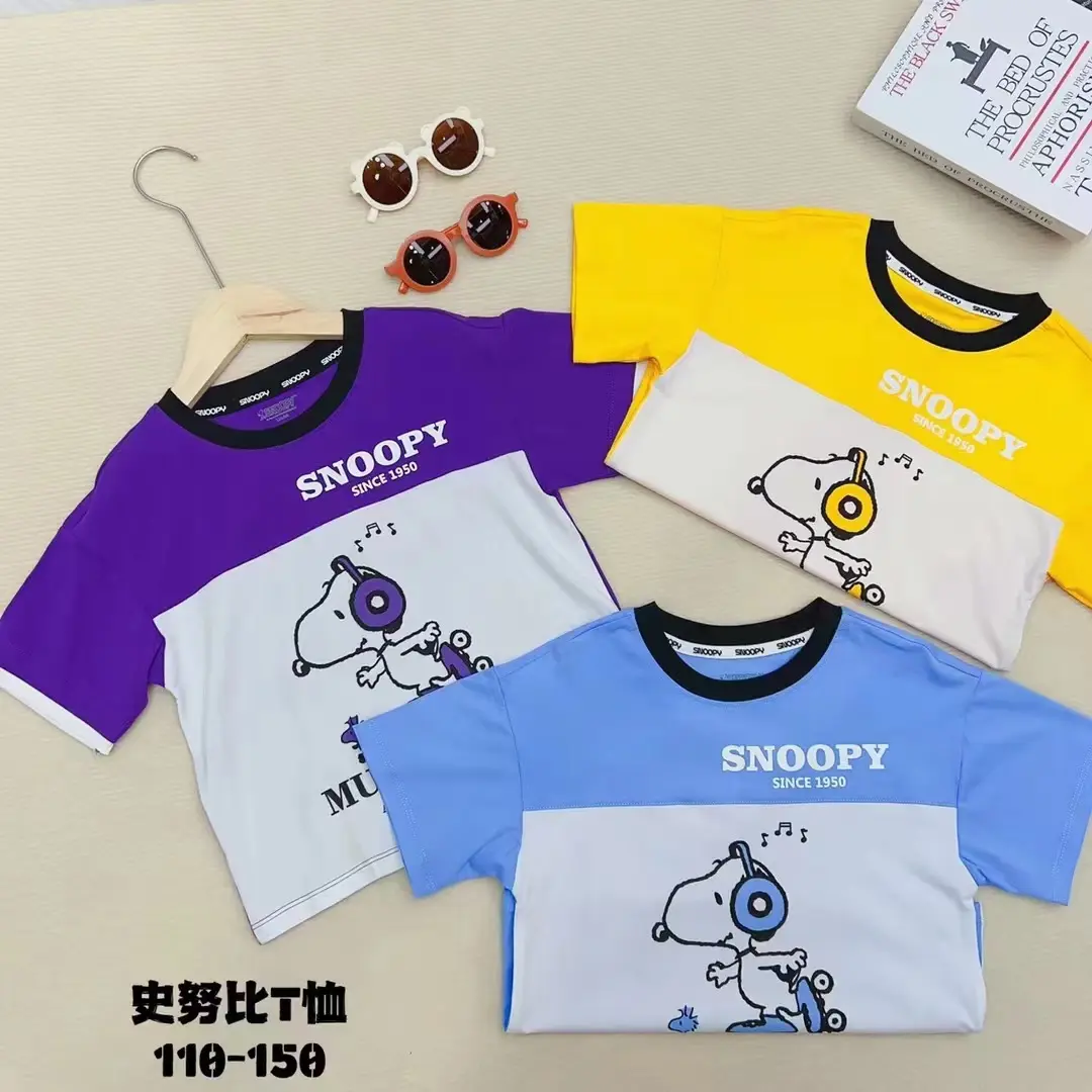 子供の漫画のTシャツ無地の子供服の子供のツーピースの組み合わせ