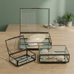 Caja de Exhibición de Joyería Estilo Vintage Chaman India, de Metal de Latón y Vidrio Transparente con Espejo - Product Image 3