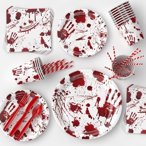 Offre Spéciale : Assiettes et Serviettes en Papier Horrifiantes et Sanglantes <span class=keywords><strong>pour</strong></span> Fête d'Halloween Thème Horreur - Product Image 4