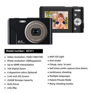 Autofocus Digital <strong>Camera</strong> for Teens Self-Timer FHD 48MP 16X Zoom IPS Screen Compact Portable Video Cameras - Product Image 6