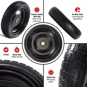 HTK1013 Carro de jardín al por mayor carro Carro de 13 <span class=keywords><strong>pulgadas</strong></span> Anti-pinchazo y Anti-UV rueda de espuma Pu libre plana - Product Image 5