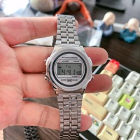 Jam tangan Digital LED untuk pria, arloji Alarm olahraga logam dengan tampilan minggu tali baja
