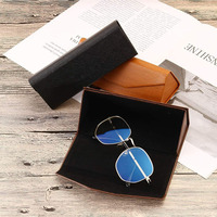 Étui triangulaire pliable magnétique en cuir PU avec Logo personnalisé, étui à lunettes de soleil pliable fait à la main