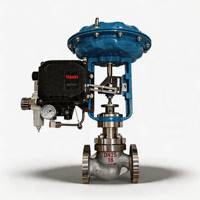 Vanne de régulation à diaphragme pneumatique avec positionneur 4-20 mA et cage en acier inoxydable pour le contrôle de la température et de la pression de l'eau CF8