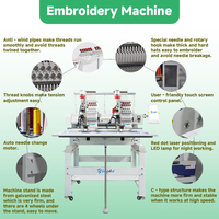 Machine à broder informatisée Yinghe 902 à 2 têtes, haute efficacité, options 9/12/15 aiguilles, vitesse de broderie 1000 aiguilles/min