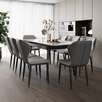 Ensemble de salle à manger ModHomi de luxe en pierre frittée télescopique avec pieds en acier au carbone, table rectangulaire extensible à taille réglable pour la maison