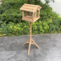 Mangeoire à oiseaux autoportante en bois pour jardin avec toit, en bois massif, écologique, avec support