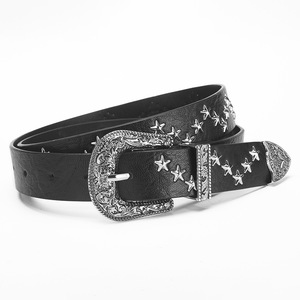 Ceinture en Faux Cuir Unisexe Ceinture Décorative pour Jeans Western Star Rivet Décors Ceinture pour Femmes Hommes Largeur <span class=keywords><strong>2</strong></span>.8CM - Product Image 1