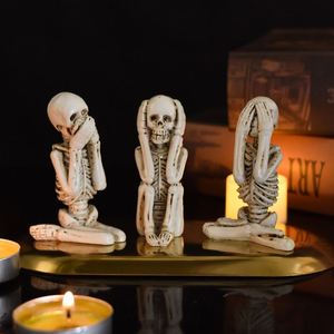 Figuras de Esqueleto en Pose de Yoga para Fiesta de Halloween, Estatuas en Forma de Calavera, Pequeñas Esculturas de Resina, Adornos Decorativos - Product Image 2