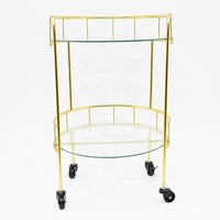 Table basse vintage en acier doré avec roue pour café, décoration de la maison