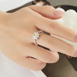 <b>Ice</b> Flower Cut Open <b>Ring</b> Snowflake Shape Pave Setting Adjustable Women's <b>Ring</b> Gift Jewelry - Product Image 2