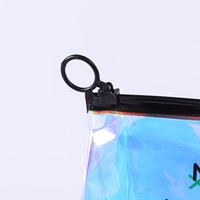 Pochette zippée personnalisée de luxe en PVC transparent dépoli, sachet imprimé de marque, sacs cosmétiques refermables pour brosses à dents et articles de toilette