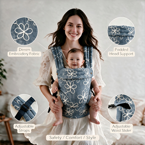 <span class=keywords><strong>Porte</strong></span>-bébé ergonomique de luxe certifié CPC CE en denim de qualité supérieure, haute capacité de charge, pour bébés de 0 à 3 ans, pliable et léger - Product Image 2
