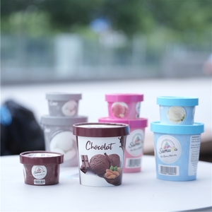 Gobelets jetables écologiques personnalisés pour crème glacée avec couvercles, gobelets à yaourt avec cuillère - Product Image 2