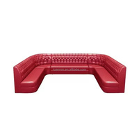 Luxy Fancy LED Light Bar en verre Table de salon avec barre de Table basse noire KTV Discothèque Meubles en cuir Canapé en forme de U