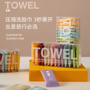OEM Compressed Towel Tablet Tragbares Gesichts tuch Waschlappen Wieder verwendbares 28er Pack Wet and Dry Einweg handtuch