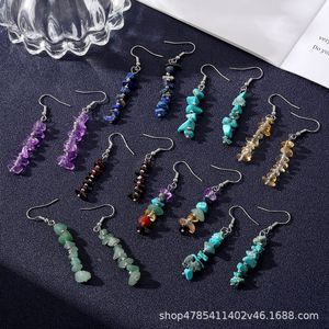 Boucles d'oreilles pendantes longues à pampilles en pierres colorées, bijoux de fête multicolores, boucles d'oreilles tendance - Product Image 1