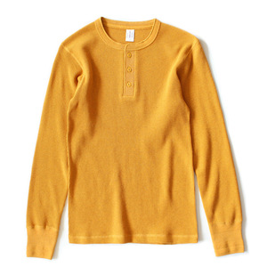 Knit Waffle 100% Cotton Blank <strong>Henley</strong> Neck Custom logo Long Sleeve <strong>t</strong> <strong>Shirt</strong> for <strong>Men</strong> - Product Image 6