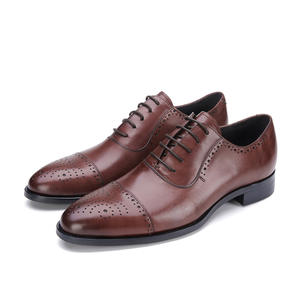 Chaussures habillées pour hommes en cuir de vachette véritable, style brogue, à enfiler, à bout pointu – Imperméables, avec soutien de la voûte plantaire, respirantes, semelle extérieure en caoutchouc souple - Product Image 4