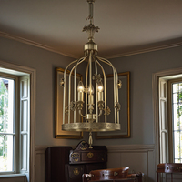 Lustres VH personnalisés en usine de style campagnard américain tout en cuivre Lampes suspendues rétro en cage à oiseaux Hauteur réglable pour la salle à manger