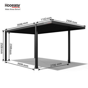 Hooeasy Auvent de voiture en aluminium autoportant imperméable pour l'extérieur, abris de voiture, auvents, pergola bioclimatique - Product Image 5