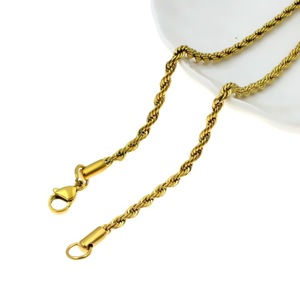 Stainless Steel Twisted <b>Rope</b> <b>Chain</b> 18k Gold Plated Hip Hop Necklace For Men Women Fashion Pendant Necklaces - Product Image 2