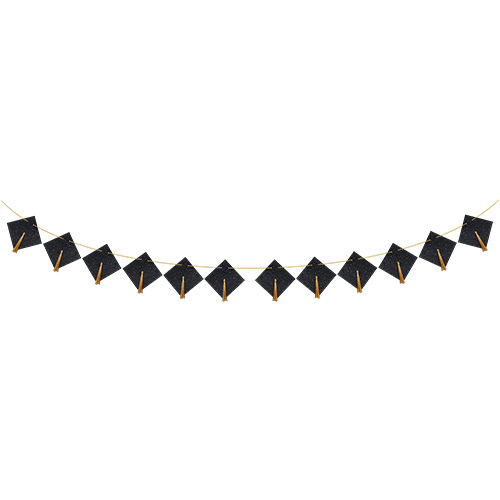 Sombrero negro con borlas cuadradas