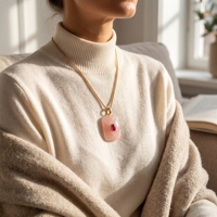 Collier pendentif rectangulaire en pierre naturelle, ovale taillé en rose, avec chaîne maille forçat, bijou géométrique multicolore en pierres précieuses, cadeau