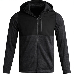 <b>Men's</b> <b>Hooded</b> Fleece <b>Jacket</b> Solid Color Zipper Casual Windproof Autumn Wear Regular Fit Polyester Material - Product Image 1