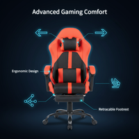 Chaise de jeu PC ergonomique en PVC, design pliable de haute qualité, système de soutien lombaire, pour jeux et loisirs