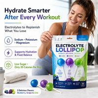OLLI 3 Geschmacksrichtungen Elektrolyt-Lollipops Blaubeere-Traube-Limetten-Mix Zuckerarm Natrium Kalium Magnesium Hydrations-Bonbons