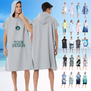 Custom Swim Pool Bathroom Bath Towel Bathrobe Quick Dry Unisex Women Suede Microfiber Hooded Beach Towel Poncho With Pocket