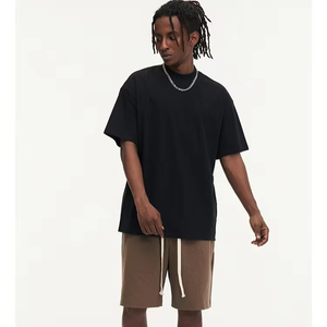 กางเกงขาสั้นผู้ชายผ้าฝ้ายถักน้ำหนัก 410 กรัม สไตล์สปอร์ตแคชชวลเอวกลางห้าส่วน ปิดด้วยเชือกผูก พิมพ์ลายดิจิตอล - Product Image 1