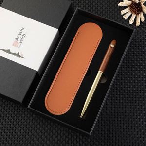 Coffret Cadeau d'Affaires en Métal et Bois de Santal, Étui à Crayons en PU, Stylos Sérigraphiés, Souvenir pour la Journée des Enseignants - Product Image 1