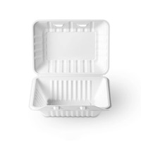 Contenants à emporter en gros, blancs, à charnières, pour restaurants, type clamshell, jetables, pour la restauration rapide, avec couvercles