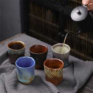Taza de té de cerámica de estilo japonés Vintage, taza de agua doméstica de maestro Potter grueso, tazón de té de fuente transfronterizo creativo para - Product Image 3