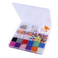 Kit de fabrication de bijoux DIY, perles de rocaille assorties, perles lettres, avec cordon élastique et fermoirs mousquetons pour la création de bracelets d'amitié
