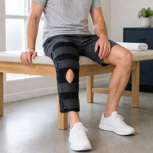 <span class=keywords><strong>Attelle</strong></span> de <span class=keywords><strong>genou</strong></span> post-opératoire avec 3 éclisses en aluminium et système multi-sangles, immobilisateur de <span class=keywords><strong>genou</strong></span> à trois panneaux, sangles Velcro intégrées, 7 tailles - Product Image 3