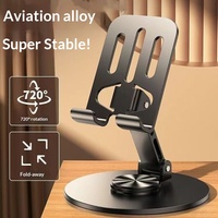Support de téléphone de bureau pliable en alliage d'aluminium rotatif à 360 degrés, support de téléphone paresseux pour le streaming en direct et la visualisation de films