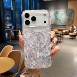 ผู้ผลิตจากอินโดนีเซีย |   เคสโทรศัพท์แม่เหล็กกันตก ลายดอกไม้ประดับกลิตเตอร์ ผลิตจากเรซิ่น |   การออกแบบลวดลายที่ปรับแต่งได้ |   ทีพียู - Product Image 2