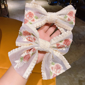 蕾丝刺绣大蝴蝶结花带发夹女孩2021新款简约可爱女性发针时尚发饰 - Product Image 5