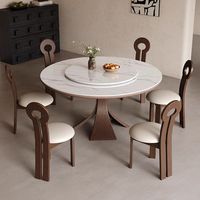 Runder Tisch aus massivem Holz Moderner leichter Luxus mit Plattenspieler Neuer italienischer runder Rock-Tisch für Familien