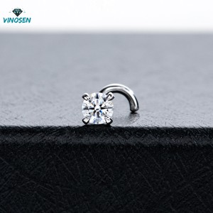 Piercing per <span class=keywords><strong>Naso</strong></span> con Diamante Moissanite VVS, <span class=keywords><strong>Argento</strong></span> Sterling 925 Placcato Oro 18K, Gioielli Hip Hop, Anello Iced per Uomo e Donna - Product Image 6