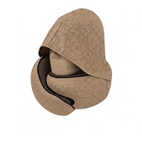Oreiller de voyage à capuche en forme de U, design uni, avec mousse à mémoire de forme pour un soutien confortable du cou