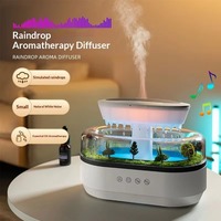Humidificateur Paysager Goutte de Pluie en Plastique USB avec Lumière Ambiante Colorée, Bruit Blanc Intégré et Diffuseur d'Huiles Essentielles pour Aromathérapie