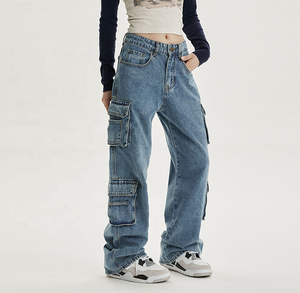 Pantalon Harem Décontracté Taille Haute Personnalisé pour Femme, Jean Cargo en Denim Respirant Extensible, Léger et Simple pour l'Automne, Vêtements pour Maman - Product Image 5