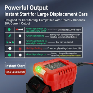 Arrancador de Coches con Entrada de 13.5V 30A DC18-21V, Cables de Arranque, <span class=keywords><strong>Cargador</strong></span> Eléctrico con Salida de 30W QC3.0, para Emergencias - Product Image 5