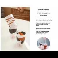 Tasse en verre dépoli patte de chat moderne créative pour jus de lait, bière et boissons-durable et réutilisable pour les amoureux des chats